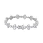 Sterling Silver Round Moissanite Designer Bracelet 8.5 Inch RP 7-1/3 Cttw