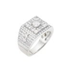 Sterling Silver Round Baguette Moissanite Square Shape Designer Sz 9 Mens Ring RP 2-3/8 Cttw