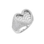 Sterling Silver Round Moissanite Heart Shape Designer Sz 9 Mens Ring RP 5 Cttw
