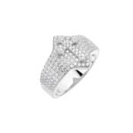 Sterling Silver Round Moissanite Cross Religious Sz 9 Mens Ring RP 1-1/5 Cttw