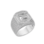 Sterling Silver Round Baguette Moissanite Cluster Initial G Letter Mens Ring 10 RP 4-5/8 Cttw
