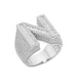 Sterling Silver Round Baguette Moissanite Cluster Initial N Letter Mens Ring 10 RP 5-1/3 Cttw