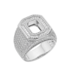 Sterling Silver Round Baguette Moissanite Cluster Initial O Letter Mens Ring 10 RP 4-5/8 Cttw