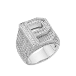 Sterling Silver Round Baguette Moissanite Cluster Initial P Letter Mens Ring 10 RP 5 Cttw