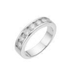 Sterling Silver 4mm Round Moissanite SZ 8 Designer Mens Band Ring RP 2-1/3 Cttw