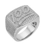 Sterling Silver Round Moissanite Designer Sz 10 Mens Ring RP 2-3/8 Cttw