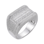 Sterling Silver Round Baguette Moissanite Designer Sz 10 Mens Ring RP 5-5/8 Cttw