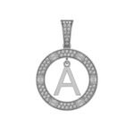 10K White Gold Round Diamond A Letter Initial Pendant 1/5 Cttw