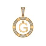 10K Yellow Gold Round Diamond G Letter Initial Pendant 1/5 Cttw