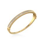 10K Yellow Gold Round Baguette Diamond Designer Bangle Bracelet 1-1/5 Cttw