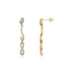 10K Yellow Gold Round Diamond Infinity Dangling Earrings 1/2 Cttw