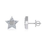 10K White Gold Round Baguette Diamond Star Shape Stud Earrings 1/4 Cttw