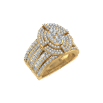 10K Yellow Gold Round Diamond Oval Shape Sz 7 Head Ladies Ring 2 Cttw