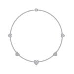 10K White Gold Round Baguette Diamond Heart Shape 18 Inch Necklace 4 Cttw