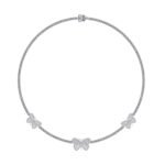 10K White Gold Round Baguette Diamond Butterfly Designer 18 Inch Necklace 1-7/8 Cttw