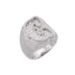 Sterling Silver Round Baugette Moissanite Albhabet C letter Initial SZ 10 Mens Ring RP 7-1/10 Cttw