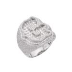 Sterling Silver Round Baugette Moissanite Albhabet G letter Initial SZ 10 Mens Ring RP 7-1/2 Cttw