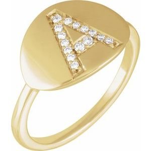 Accented Initial Signet Ring