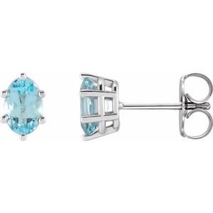 Oval 6-Prong Stud Earrings