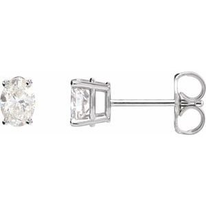 Oval 4-Prong Lightweight Stud Earrings