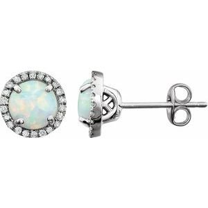 Round 4-Prong Halo-Style Birthstone Earrings