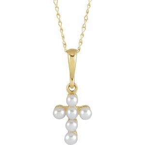 Pearl Youth Cross Necklace or Pendant