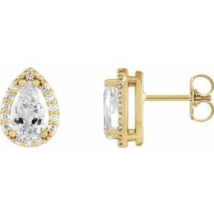 Pear 4-Prong Halo-Style Low Stud Earring