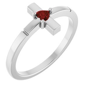 Accented Heart Cross Ring