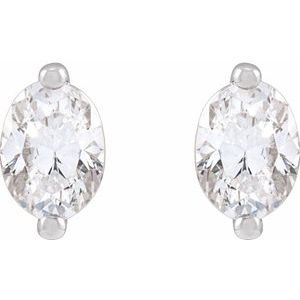 Oval 2-Prong Stud Earrings - Image 2