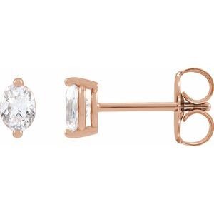 Oval 2-Prong Stud Earrings - Image 3