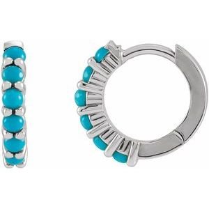 Cabochon Hinged Hoop Earrings