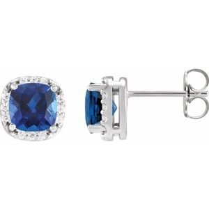Cushion Halo-Style Stud Earrings - Image 3