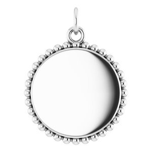 Engravable Beaded Disc Necklace or Charm/Pendant