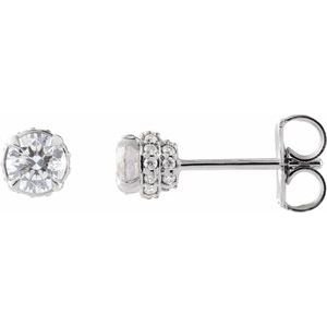 Round 4-Prong Hidden Halo-Style Stud Earrings