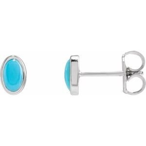 Oval Bezel-Set Cabochon Earrings