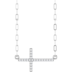 Accented Sideways Cross Necklace