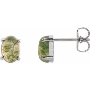Oval 4-Prong Cabochon Earrings