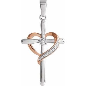 Accented Heart with Cross Pendant