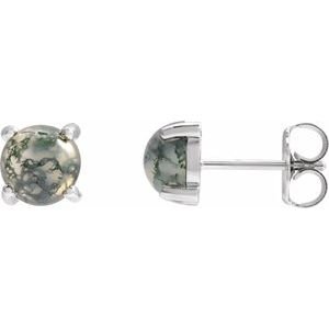 Round 4-Prong Cabochon Earrings - Image 3
