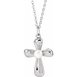 Pearl Cross Necklace or Pendant