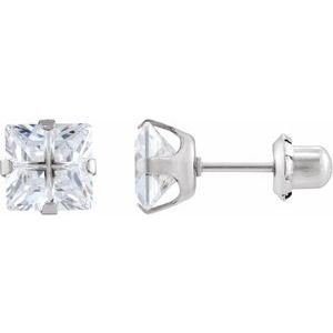 Square 4-Prong Inverness® Piercing Stud Earrings