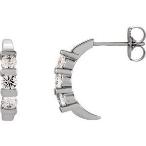 Three-Stone J-Hoop Earrings