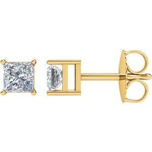 Square 4-Prong Stud Earrings - Image 3