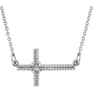 Rope Sideways Cross Necklace or Center