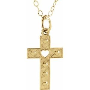 Youth Pierced Heart Cross Necklace or Pendant