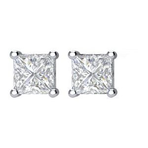 Square 4-Prong Stud Earrings - Image 2