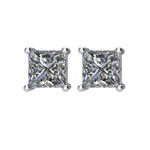 Square 4-Prong Stud Earrings - Image 2