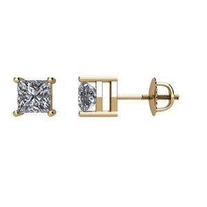 Square 4-Prong Stud Earrings - Image 3