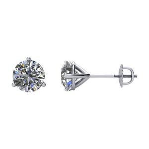 Round 3-Prong Cocktail-Style Stud Earrings
