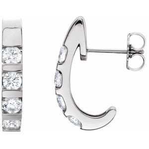 Channel-Set J-Hoop Earrings